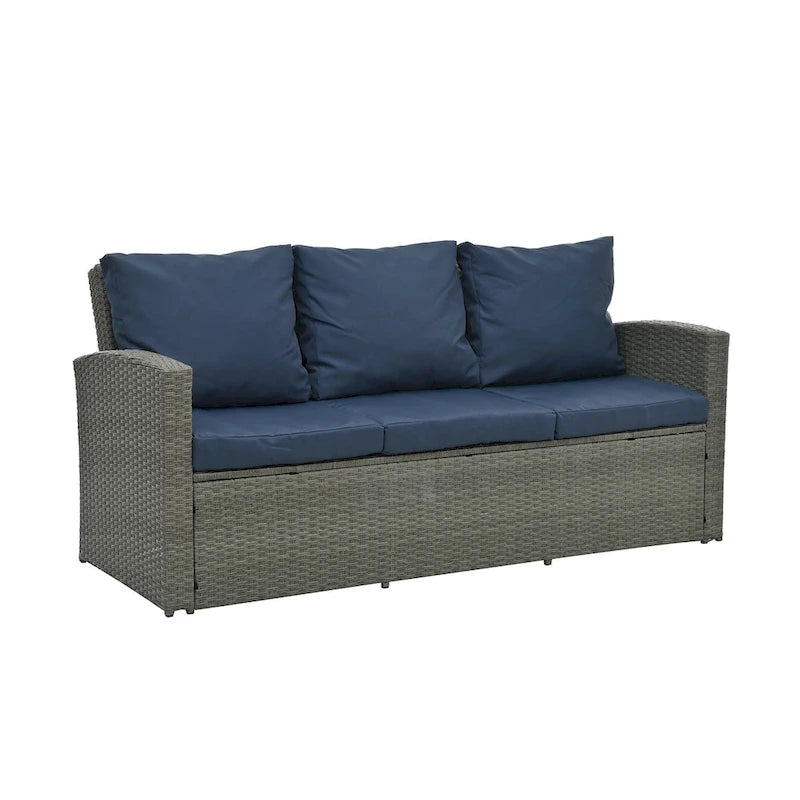 Mobilier de patio, Mobilier de jardin, Mobilier de jardin en rotin PE saisonnier, Mobilier en rotin 5 pièces avec plateau de table en verre trempé