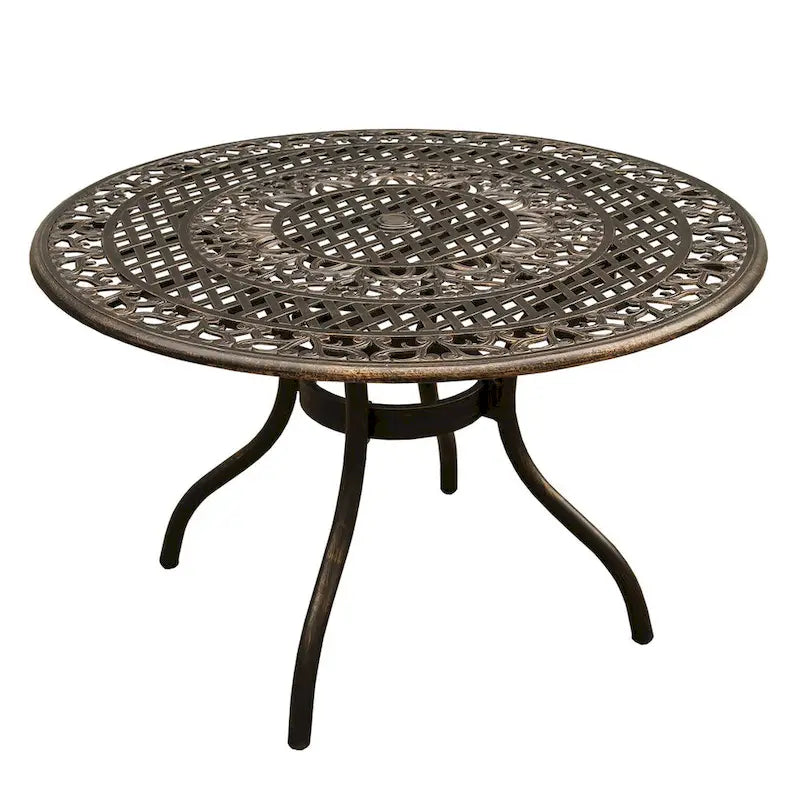 Ensemble de salle à manger rond en treillis de maille d'extérieur de 48 pouces avec quatre chaises - S/O
