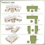 Ensemble de canapé d'angle de patio extérieur 7 pièces en rotin toutes saisons