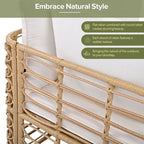 Ensemble de canapé d'angle de patio extérieur 7 pièces en rotin toutes saisons