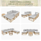 Ensemble de canapé d'angle de patio extérieur 7 pièces en rotin toutes saisons