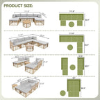 Ensemble de canapé d'angle de patio extérieur 7 pièces en rotin toutes saisons