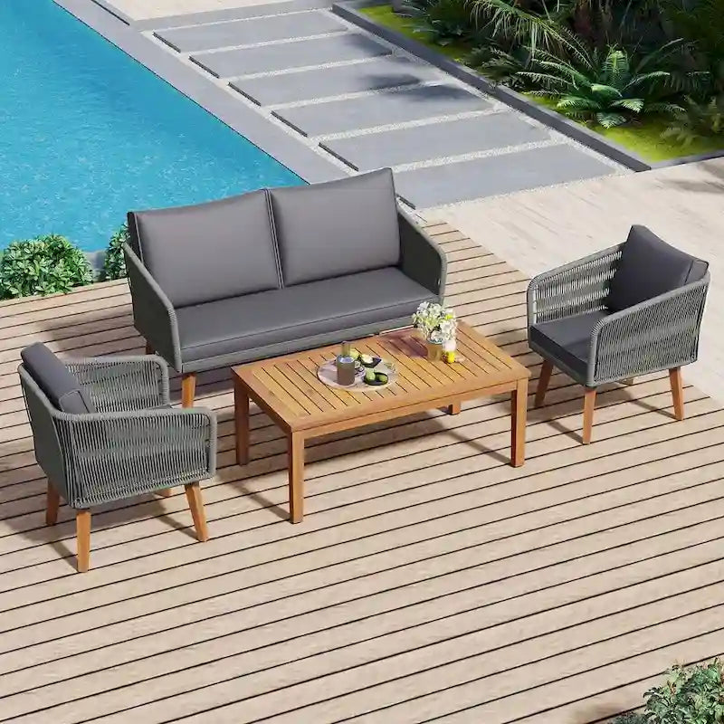 Ensemble de conversation de 4 pièces pour patio extérieur