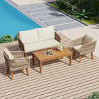 Ensemble de conversation de 4 pièces pour patio extérieur