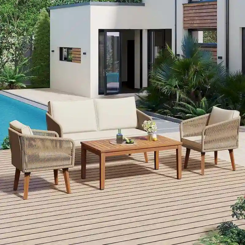 Ensemble de conversation de 4 pièces pour patio extérieur