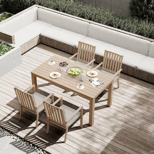 Ensembles de salle à manger de patio 5 pièces Table à manger d'extérieur en aluminium avec 4 chaises