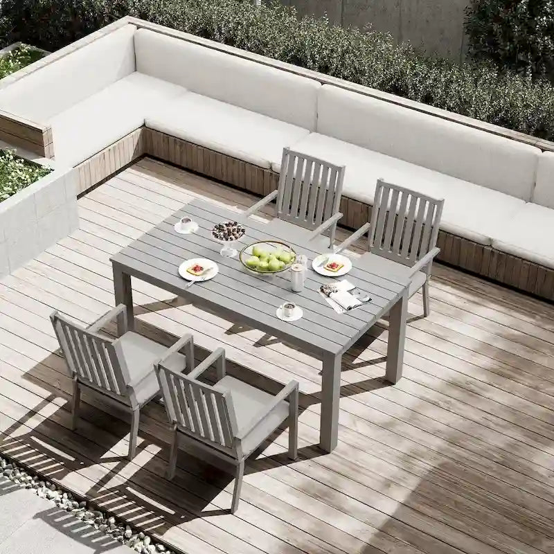 Ensembles de salle à manger de patio 5 pièces Table à manger d'extérieur en aluminium avec 4 chaises