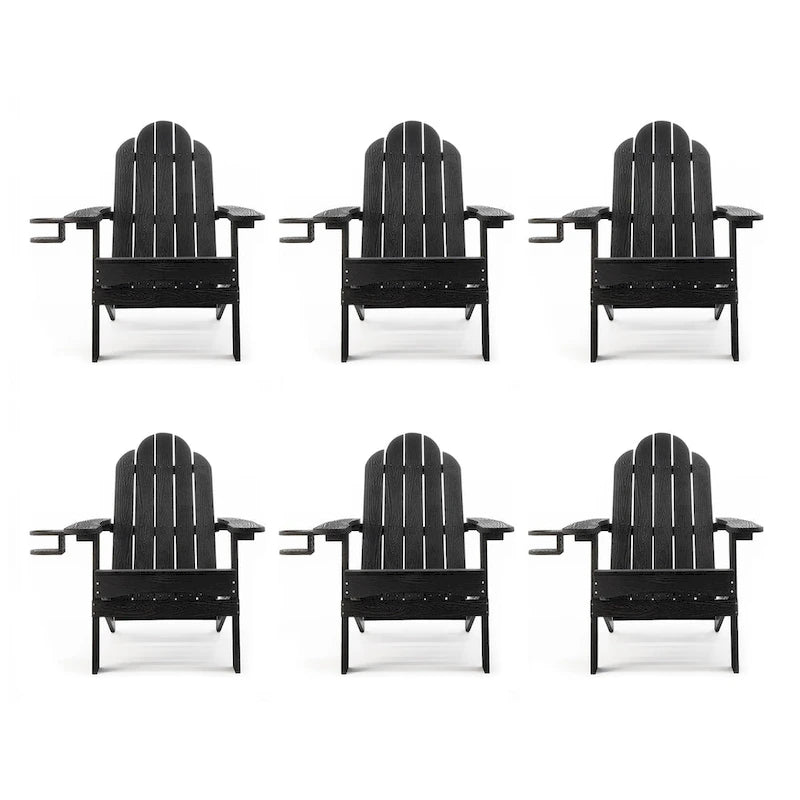 Chaises de jardin pliables LUE BONA en HDPS résistant aux intempéries, avec porte-gobelet, lot de 6 - 35P x 30L x 36,2H