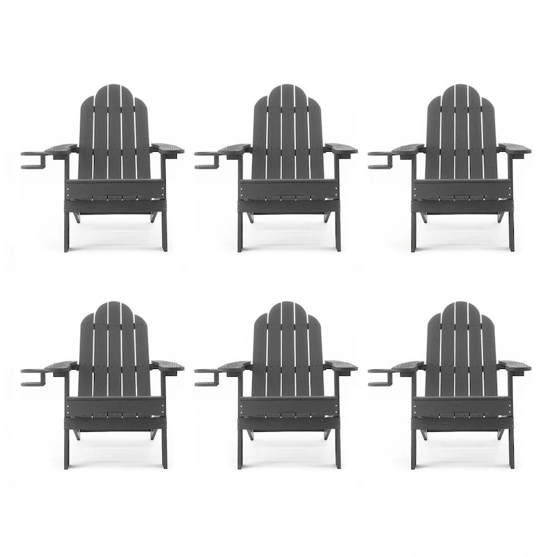 Chaises de jardin pliables LUE BONA en HDPS résistant aux intempéries, avec porte-gobelet, lot de 6 - 35P x 30L x 36,2H