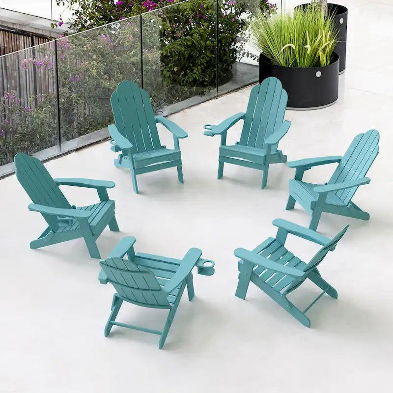 Chaises de jardin pliables LUE BONA en HDPS résistant aux intempéries, avec porte-gobelet, lot de 6 - 35P x 30L x 36,2H