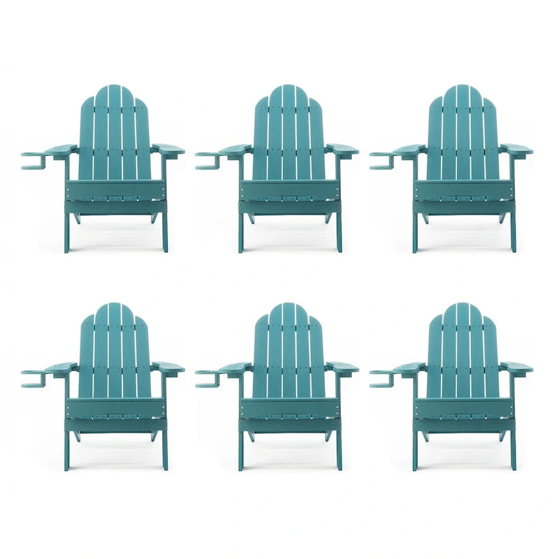 Chaises de jardin pliables LUE BONA en HDPS résistant aux intempéries, avec porte-gobelet, lot de 6 - 35P x 30L x 36,2H