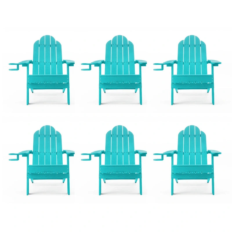 Chaises de jardin pliables LUE BONA en HDPS résistant aux intempéries, avec porte-gobelet, lot de 6 - 35P x 30L x 36,2H
