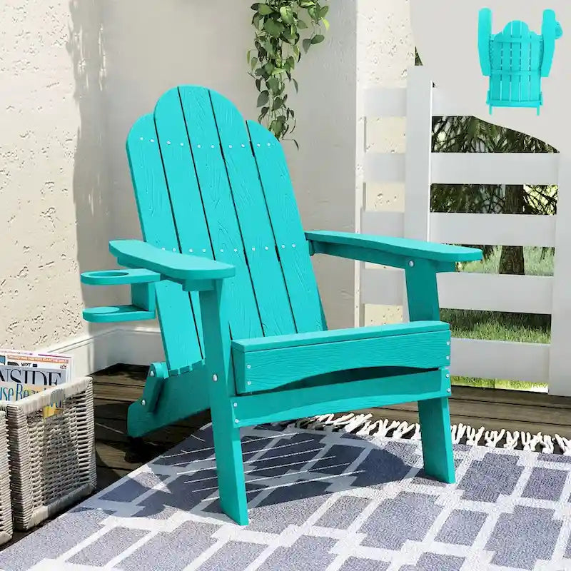 Chaises de jardin pliables LUE BONA en HDPS résistant aux intempéries, avec porte-gobelet, lot de 6 - 35P x 30L x 36,2H