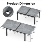 Table à manger extensible en aluminium avec trou pour parasol