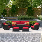 Ensemble Deco 8 pièces Sunbrella de salon de jardin avec foyer et chaises à mouvement de balancier