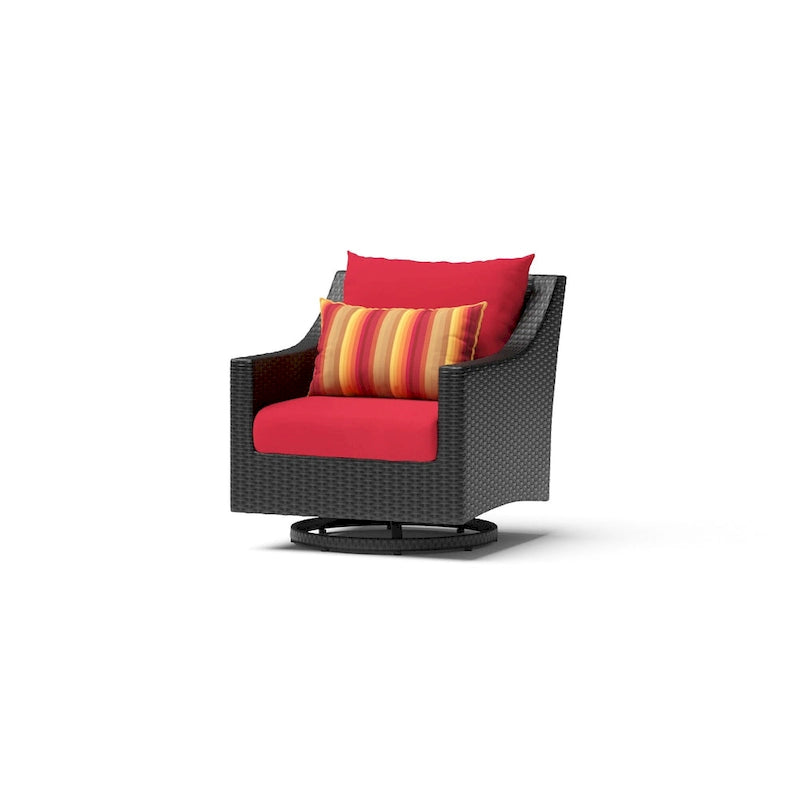 Ensemble Deco 8 pièces Sunbrella de salon de jardin avec foyer et chaises à mouvement de balancier