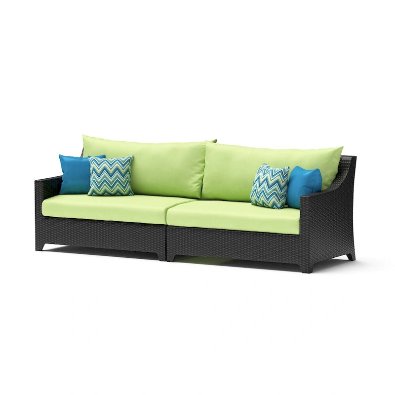 Ensemble Deco 8 pièces Sunbrella de salon de jardin avec foyer et chaises à mouvement de balancier