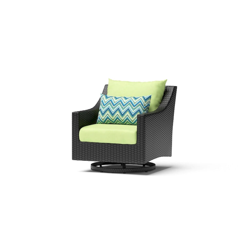 Ensemble Deco 8 pièces Sunbrella de salon de jardin avec foyer et chaises à mouvement de balancier
