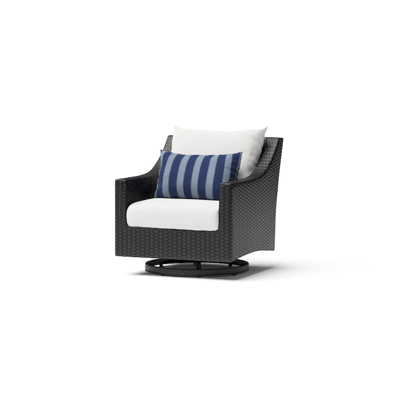 Ensemble Deco 8 pièces Sunbrella de salon de jardin avec foyer et chaises à mouvement de balancier