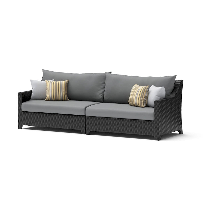 Ensemble Deco 8 pièces Sunbrella de salon de jardin avec foyer et chaises à mouvement de balancier