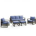 Gymojoy Canapé d'extérieur à dossier haut avec fauteuil et ottomans - Gris
