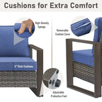Gymojoy Canapé d'extérieur à dossier haut avec fauteuil et ottomans - Gris