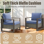 Gymojoy Canapé d'extérieur à dossier haut avec fauteuil et ottomans - Gris