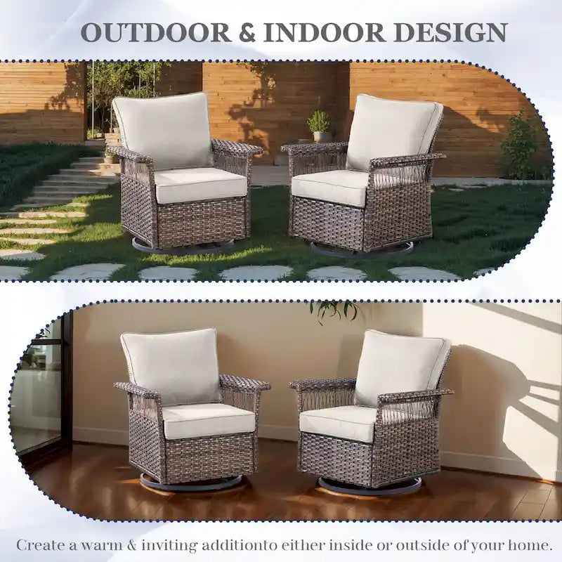 Canapés modulables d'extérieur avec fauteuil à bascule - Marron