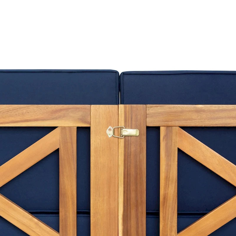Ensemble de canapé d'angle extérieur 5 pièces en bois d'acacia naturel avec tissu résistant à l'eau
