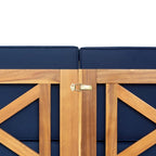 Ensemble de canapé d'angle extérieur 5 pièces en bois d'acacia naturel avec tissu résistant à l'eau