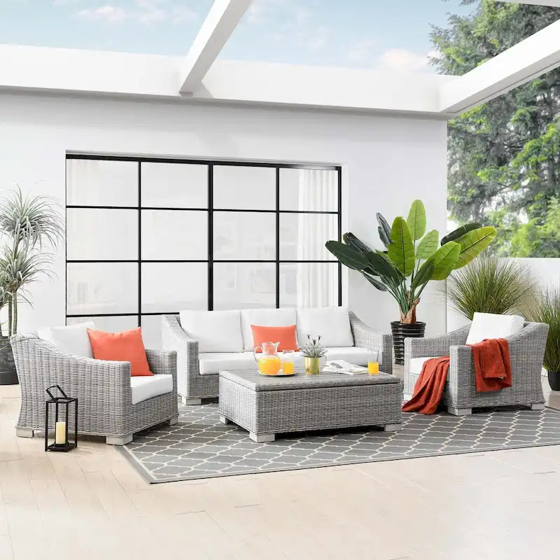 Ensemble de meubles de patio en rotin osier 4 pièces Conway