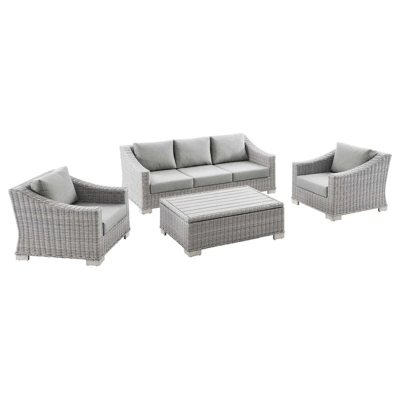 Ensemble de meubles de patio en rotin osier 4 pièces Conway
