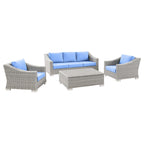 Ensemble de meubles de patio en rotin osier 4 pièces Conway