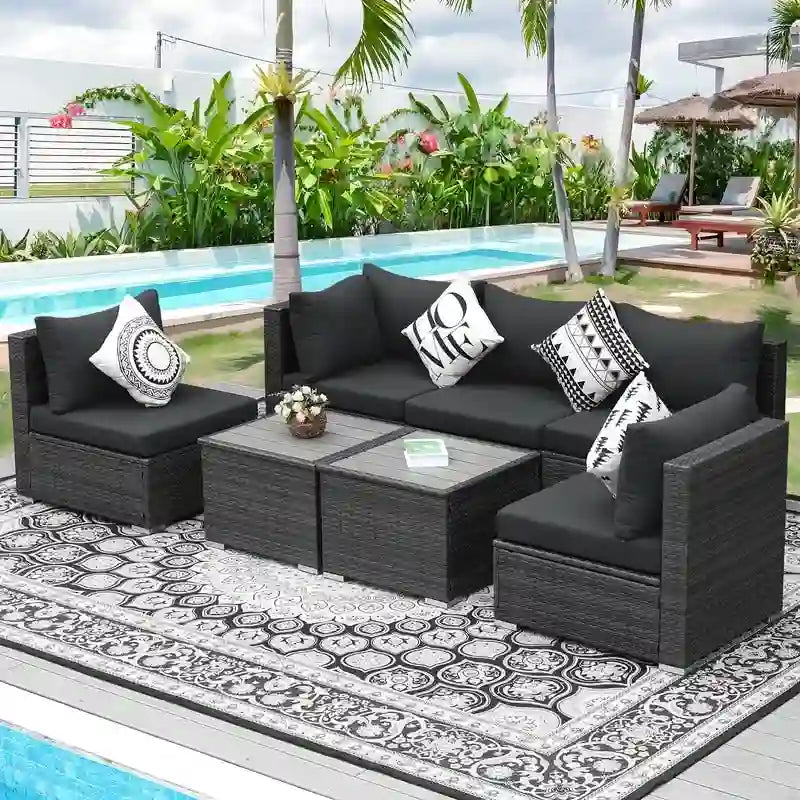 Ensemble de canapés de jardin FINCATI 7 pièces avec table basse
