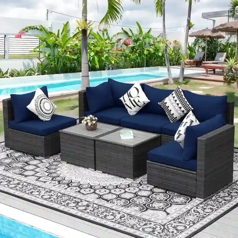 Ensemble de canapés de jardin FINCATI 7 pièces avec table basse