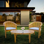 Salon de jardin Chic Teak Peanut en teck, 3 pièces, 2 chaises et table basse