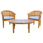 Salon de jardin Chic Teak Peanut en teck, 3 pièces, 2 chaises et table basse
