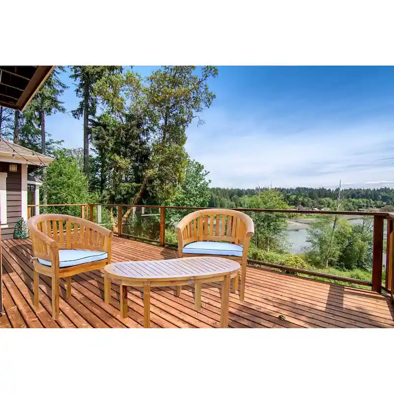 Salon de jardin Chic Teak Peanut en teck, 3 pièces, 2 chaises et table basse