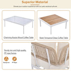 Ensemble de canapé d'angle de terrasse 8 pièces avec table basse en verre trempé