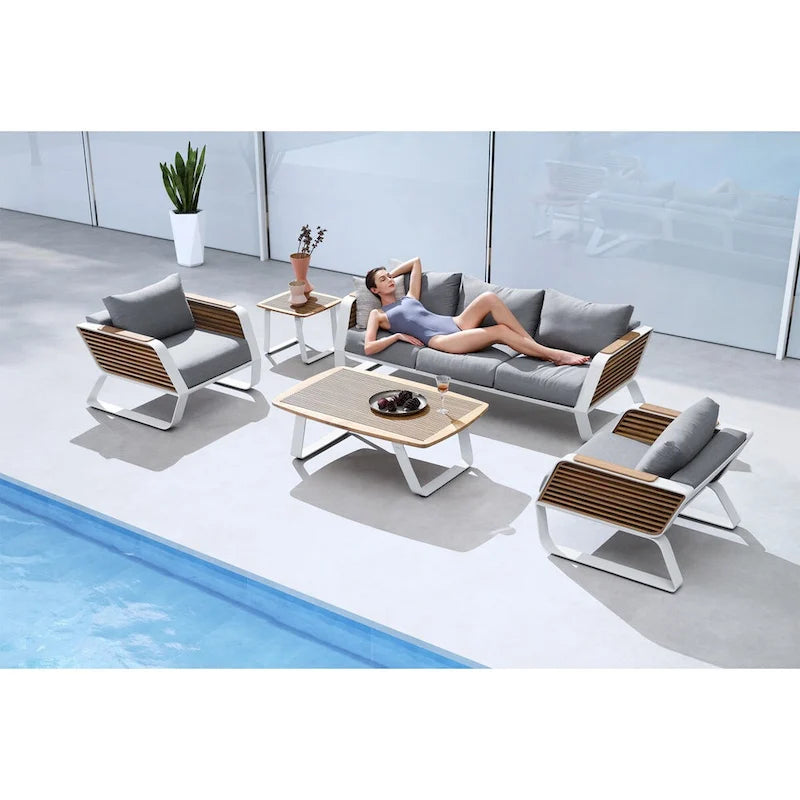 Wing Outdoor Furniture Conversation Set for 5 - Series 2049 - Gary & White