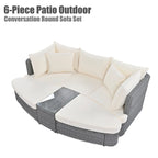 6-Piece Patio Outdoor Conversation Round Sofa Set