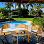 Chic Teak Peanut, ensemble de patio 3 pièces en teck, canapé triple, fauteuil et table basse