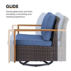 Canapé et fauteuil pivotant en rotin PE, 2 poufs - Marron