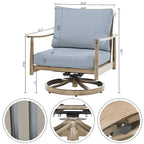Ensemble de conversation en aluminium 5 places pour patio avec 2 chaises pivotantes, une causeuse et une table basse