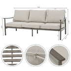 Ensemble de conversation en aluminium 5 places pour patio avec 2 chaises pivotantes, une causeuse et une table basse