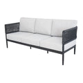 Outdoor Woven Abaca Rope 3 Seater Patio Sofa with Cushions