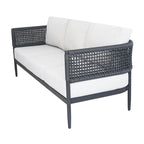 Canapé de terrasse 3 places en corde d'abaca tressée d'extérieur avec coussins
