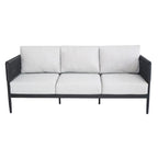 Canapé de terrasse 3 places en corde d'abaca tressée d'extérieur avec coussins
