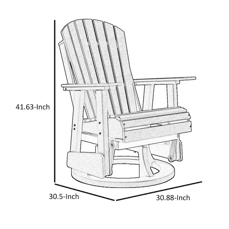 Chaise Adirondack pivotante Sami de 31 pouces pour l'extérieur, à lattes, finition blanche