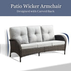 Canapé d'extérieur 7 places avec fauteuils pivotants et poufs - Marron